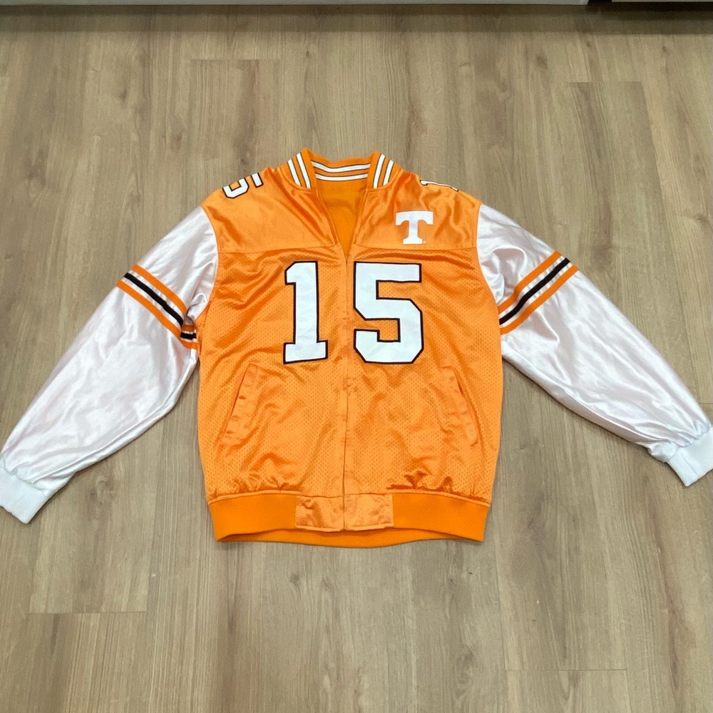 Men's Orange and White Varsity Jacket